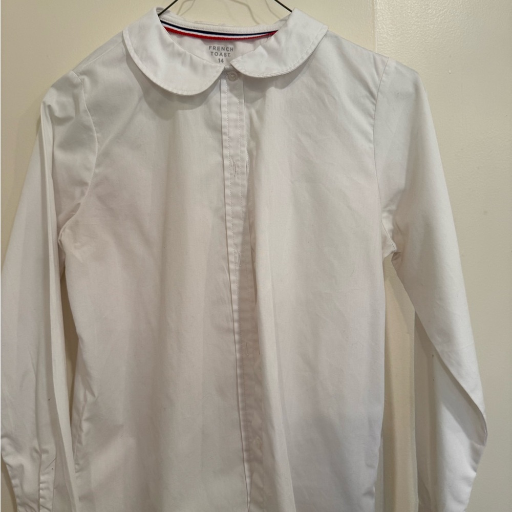 French toast Girls White collar Button Down Shirt